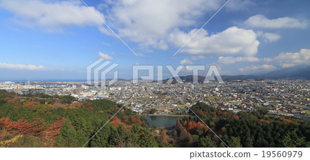 View Northeast from Niihama City Takinomiya Park. At the left end is the city hall, Niihama station in the center, Fukonoki on the right. View Northeast from Niihama City Takinomiya Park. At the left end is the city hall, Niihama station in the center, Fukonoki on the right. 19560979