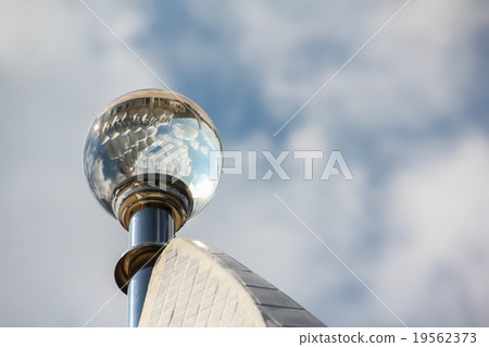 Reflection of White Big Buddha statue on cystal 19562373