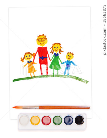 painted family, watercolor set and brush 19563875