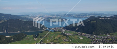 Lake Vierwaldstattersee and rural landscape 19564610