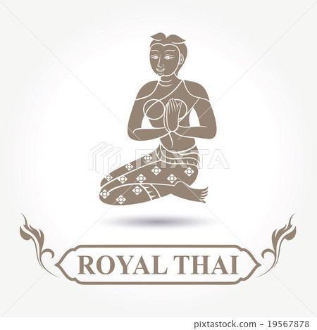 Illustration of Thai art lady greeting, vector 19567878