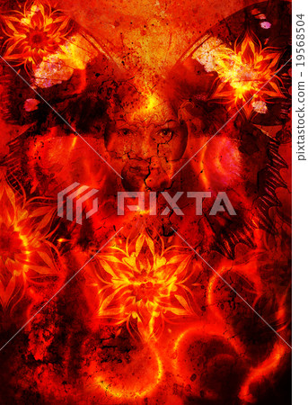 Beautiful Painting Goddess Woman with bird phoenix 19568504