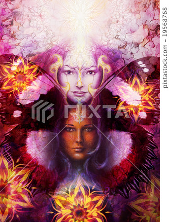 Beautiful Painting Goddess Woman with bird phoenix Beautiful Painting Goddess Woman with bird phoenix 19568768