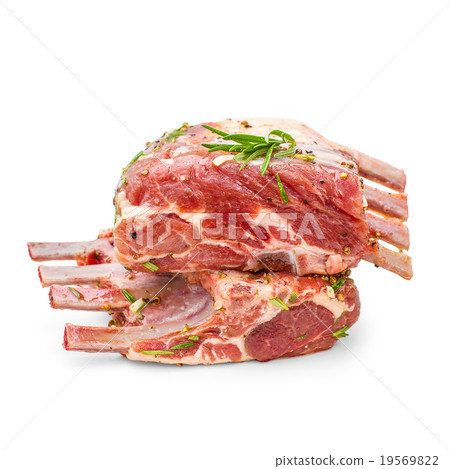 Two marinated rack of lamb in olive oil 19569822