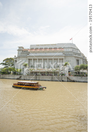 Fullerton hotel at Singapore River. Fullerton hotel at Singapore River. 19570413