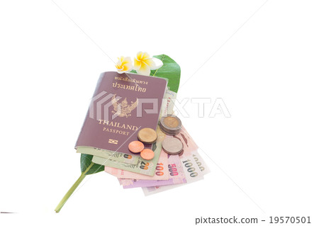 Thailand passport and money on white background Thailand passport and money on white background 19570501