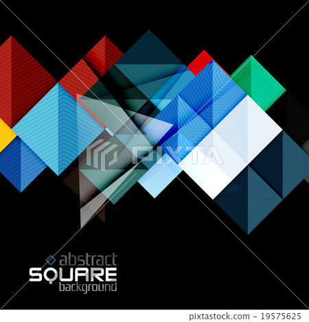 Glossy color squares on black. Geometric abstract Glossy color squares on black. Geometric abstract 19575625