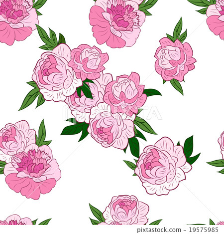 Seamless pattern with pink peonies - Stock Illustration [19575985] - PIXTA