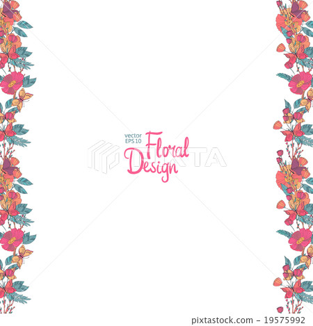 Floral border with flowers berries and butterfly Floral border with flowers berries and butterfly 19575992