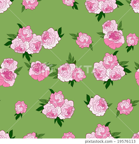 Seamless pattern with pink peonies - Stock Illustration [19576113] - PIXTA