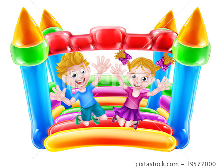 Kids Jumping on Bouncy Castle 19577000