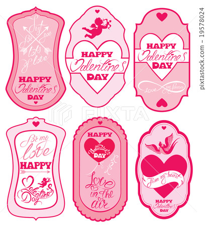 Set of holiday banners and labels in pink colors. Set of holiday banners and labels in pink colors. 19578024