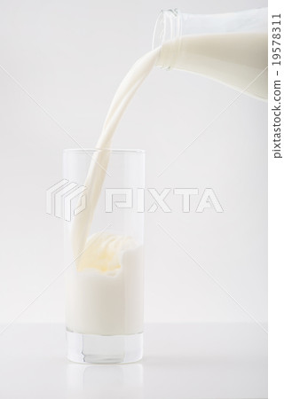 Milk is being poured into the glass. Milk is being poured into the glass. 19578311