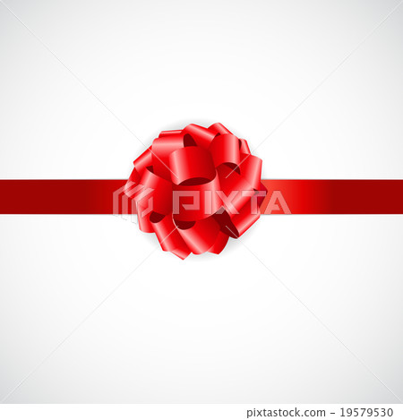 Gift Card with Red Bow and Ribbon Vector - Stock Illustration [19579530 ...
