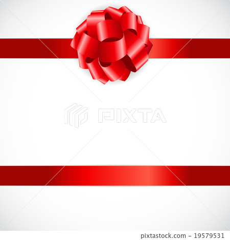 Gift Card with Red Bow and Ribbon Vector - Stock Illustration [19579531 ...