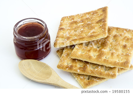 cracker with bottle of jam cracker with bottle of jam 19580155