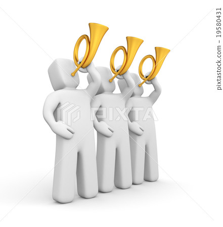 Group of people blows a horns 19580431