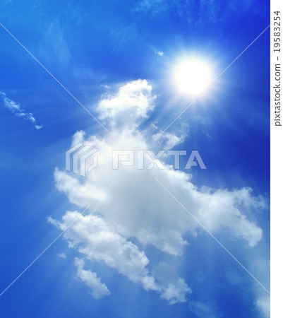 Blue sky with clouds and sun. 19583254