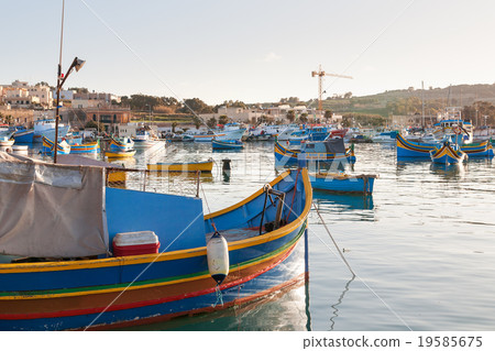 Colorful traditional boats, Marsaxlokk, Malta. Colorful traditional boats, Marsaxlokk, Malta. 19585675