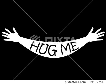 Hug Me Written In Open Arms And Hands Vector Stock Illustration