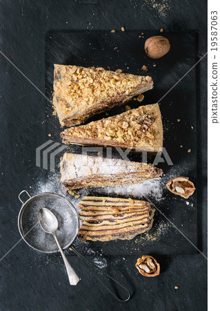 Sliced Homemade Honey Cake 19587063