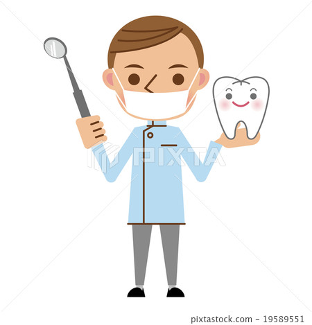 Image of a dentist / dentist with a tooth mirror (with mask) Image of a dentist / dentist with a tooth mirror (with mask) 19589551