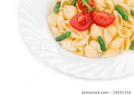 Italian pasta with basil and peas. Italian pasta with basil and peas. 19591338