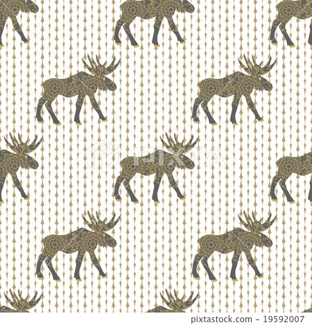 Deer gold vector seamless pattern knitted texture. - Stock Illustration ...