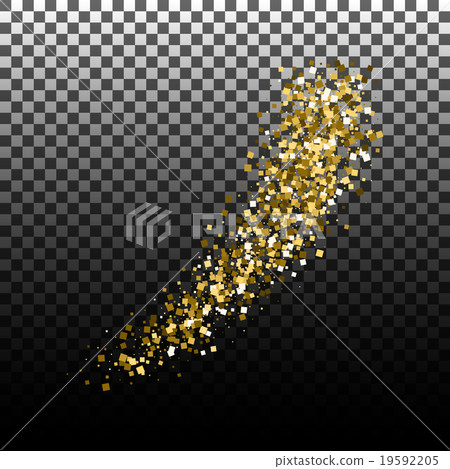 Stock Illustration: Gold glitter comet fall. Shimmer confetti splash