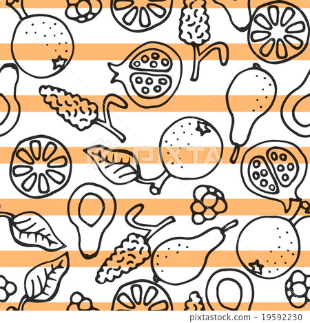 Fruit doodle hand drawn seamless vector pattern. Fruit doodle hand drawn seamless vector pattern. 19592230