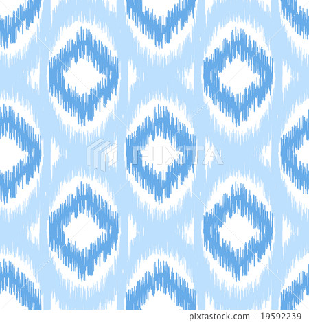 Blue ikat seamless vector pattern. - Stock Illustration [19592239] - PIXTA