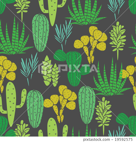 Succulents plant vector seamless pattern. 19592575