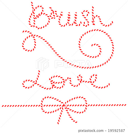 Twine rope bows, gift ties. Red and white brush. Twine rope bows, gift ties. Red and white brush. 19592587