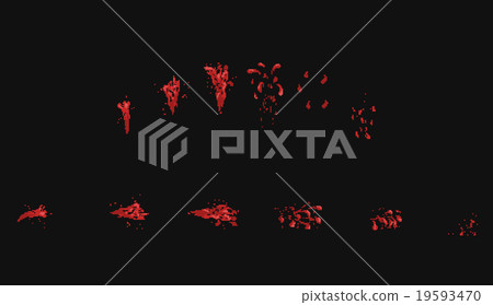 Pixel art vector blood splatter animation. - Stock Illustration