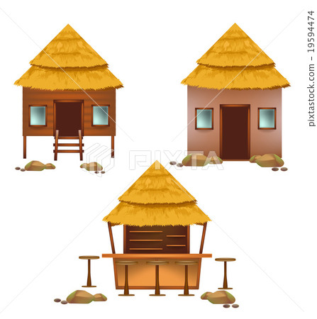 Beach huts callection vector design set 19594474