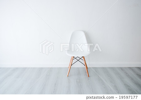Conceptual Empty White Wooden Leg Chair Conceptual Empty White Wooden Leg Chair 19597177