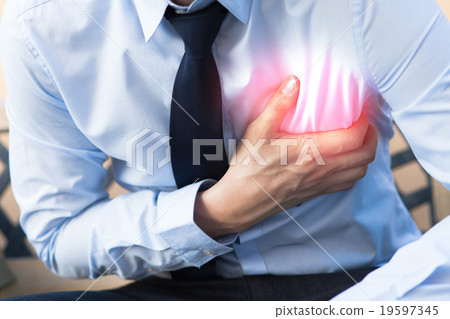 Man in office uniform having heart attack Man in office uniform having heart attack 19597345