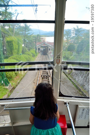 Cable car and girl Cable car and girl 19597380