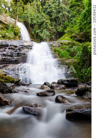 small waterfall in montane forest, Doi Inthanon Na 19598432