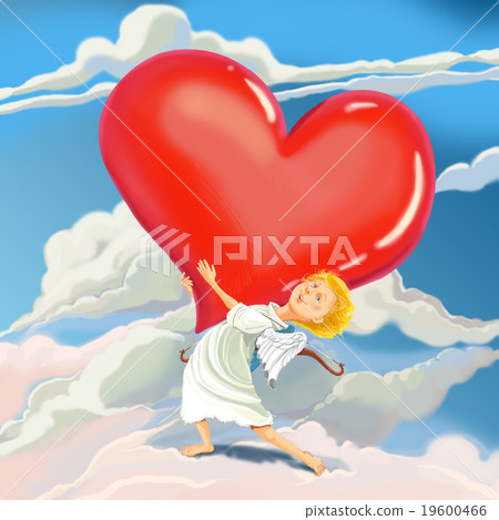 Angel Cupid brings heart of love. 19600466
