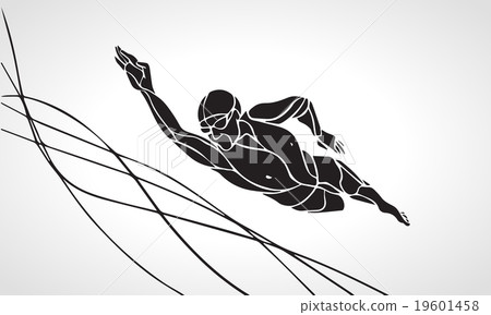 Freestyle Swimmer Silhouette. Sport swimming Freestyle Swimmer Silhouette. Sport swimming 19601458