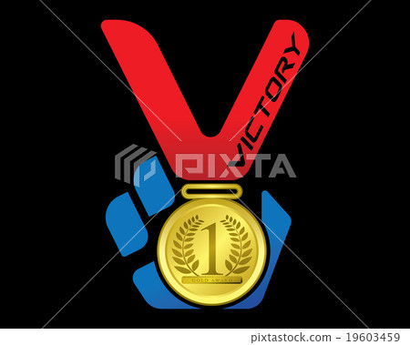 V hand emblems victory symbol. V hand emblems victory symbol. 19603459