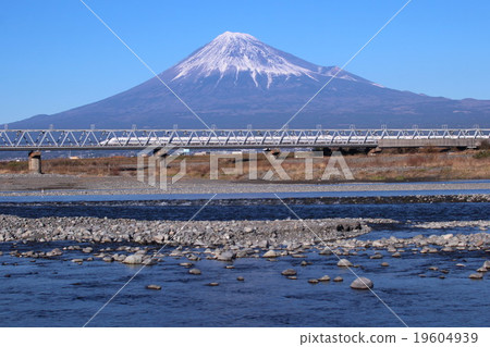 Fuji and the bullet train 19604939