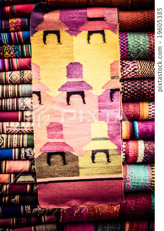 Colorful Fabric at market in Peru Colorful Fabric at market in Peru 19605385