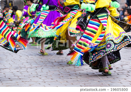 Peruvian dancers at the parade in Cusco. Peruvian dancers at the parade in Cusco. 19605800