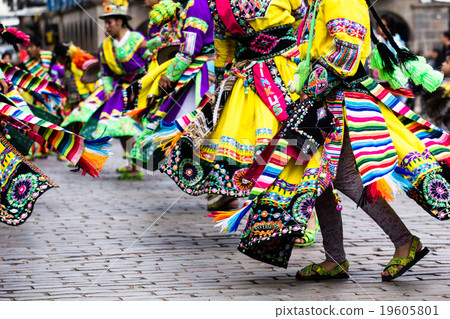 Peruvian dancers at the parade in Cusco. Peruvian dancers at the parade in Cusco. 19605801