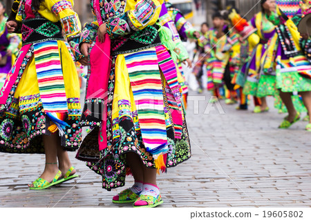 Peruvian dancers at the parade in Cusco. Peruvian dancers at the parade in Cusco. 19605802