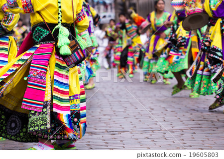 Peruvian dancers at the parade in Cusco. Peruvian dancers at the parade in Cusco. 19605803