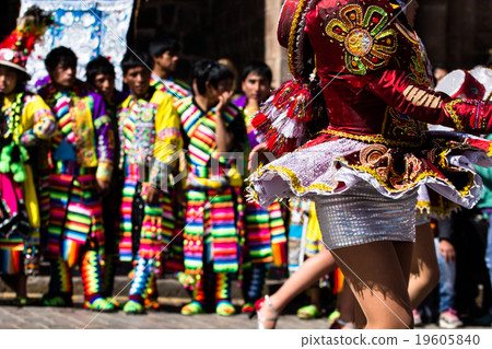 Peruvian dancers at the parade in Cusco. Peruvian dancers at the parade in Cusco. 19605840