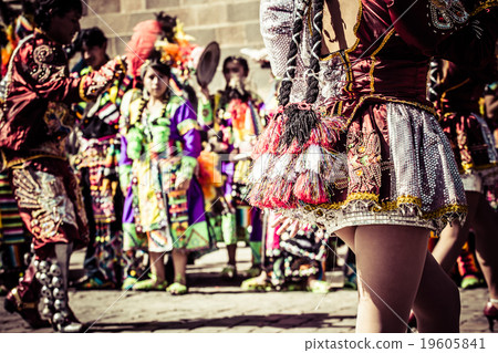 Peruvian dancers at the parade in Cusco. Peruvian dancers at the parade in Cusco. 19605841